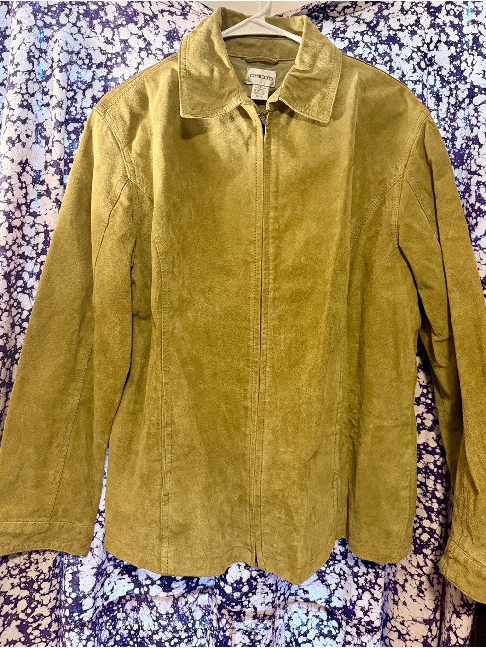 Chico's Olive Green Suede Zip Jacket